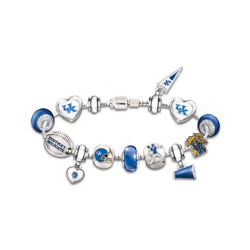Sterling Silver Plated Go Kentucky Wildcats! #1 Fan Charm Bracelet By the Bradford Exchange