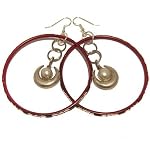 Pearl Earrings 02 Hoop Red White Silver Moon Crystal Healing Gemstone 3.5