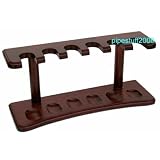 Real Wood Cherry Finish Tobacco Pipe Rack - Holds 6 Pipes