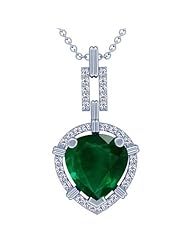 Platinum Pear Cut Emerald And Round Diamond Pendant