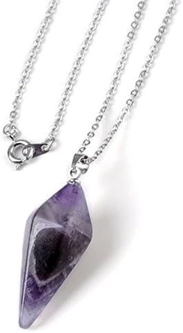 JOVIVI Cone Pendulum Healing Dowsing Reiki Pendant Chain Necklace (Amethyst)