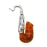 Buy .925 Sterling Silver Honey Amber Saxophone Pin by Ian & Valeri Co.