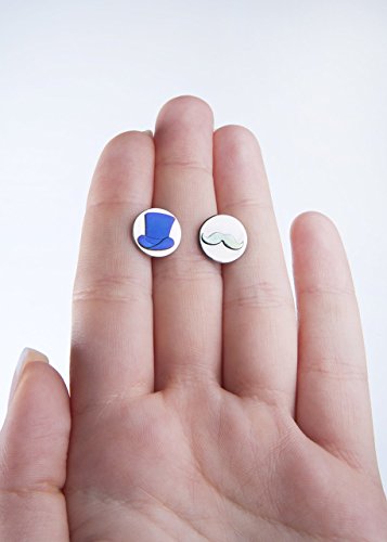 Moustache stud earrings ~ top hat earrings ~ mister moustache