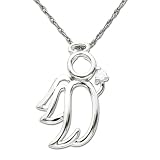 14k White Gold Diamond Guardian Angel Pendant (.035 cttw, I-J Color, I2-I3 Clarity)