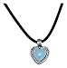 Sterling Silver 16 inch Rubber Cord Synthetic Blue Opal Heart Necklace.