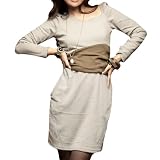Allegra K Ladies Ruched Long Sleeve Stretchy Dress Gray Coffee S
