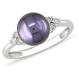 10k Gold 1 8ct TDW Diamond and Cultured Pearl Ring