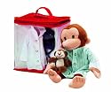 Russ Applause10" Curious George Dress-up Travel Tote with Doctor and Pajama Outfits