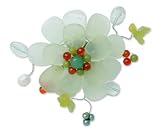 Handmade Prehnite and Serpentine Brooch, 'Lime Blossom'