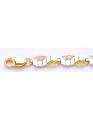 Gold Fashion Brclts Bracelet 8" Filigree & White D C Figure 8 Link