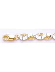 Gold Bracelet 7.5" Filigree & White D C Figure 8 Link