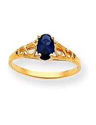 MadiK® Childrens 14K Yellow Gold Synthetic Oval Sapphire Polished Ring Sz 3