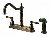 Ultra Hardware 27526 Tajo Double-Handle Centerset Kitchen Faucet with Side Sprayer, Bronze