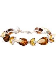 Multicolor Amber Sterling Silver Modern Bracelet 7 Inches