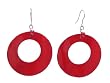 Earrings - E157 - Round Open Shell (1-5/8") ~ Red