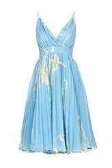 Polyester Plunging Neck Pleated Spring Summer  Dress