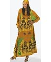 Royal Elephant Print Kaftan Caftan - One Size Fits All - Available in Brown and Orange