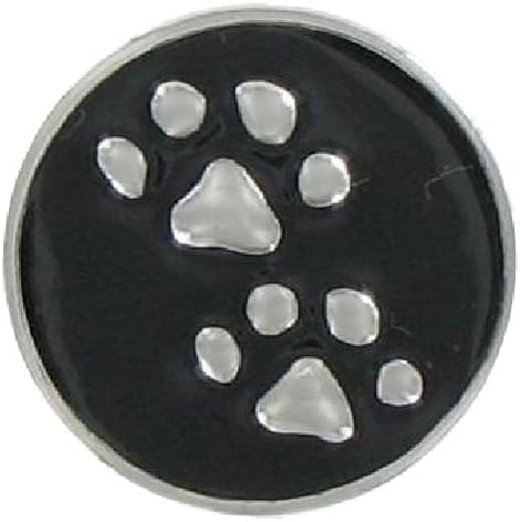 Eligo Jewellery Silver Plated Dog paws in Black 12mm Chunk/Click Button for Eligo Piccolo and NOOSA Petite Bracelet