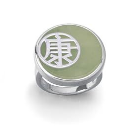 Sterling Silver Green Jade Ring, Size 9 by