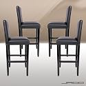 Jago - Lot de 4 tabourets tabouret chaise chaises haute fauteuil de bar meubles pour bar en bois et simili cuir noir (BHK03-2Schwarz)