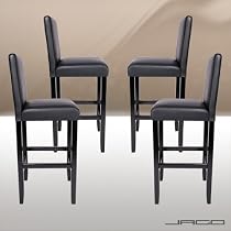 Jago - Lot de 4 tabourets tabouret chaise chaises haute fauteuil de bar meubles pour bar en bois et simili cuir noir (BHK03-2Schwarz)