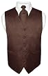 Men's Brown Paisley Design Dress Vest and NeckTie Set for Suit or Tuxedo