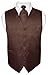 Men's Paisley Design Dress Vest & NeckTie BROWN Color Neck Tie Set for Suit Tux