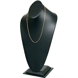 Black Leather Tall Necklace Stand Bust Chain Display 14.5"