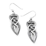 Twisted Snake Heart Intertwined Celtic Knot Sterling Silver Earrings