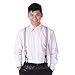 HDE Men's Formal Fashion Button End Adjustable Dress Suspenders - 1 1/4 Inch Wide (Off-White Striped)