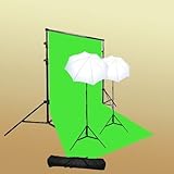ePhoto T69green/bag Continuous Lighting Green Screen Studio Kit with Carrying Bag with 6x9 Feet Chroma key Green Screen, 2...