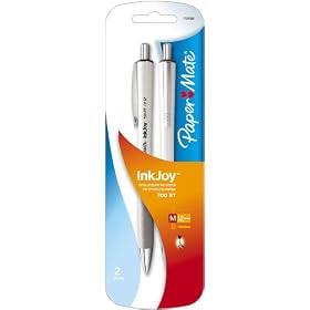 Paper Mate InkJoy 700 RT Retractable Medium White Body Ballpoint Pen, Black, 2 Pack (1781582)