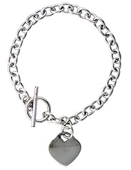 Sterling Silver Oval Link Rolo w/ Heart Tag Handmade Bracelets and Necklaces, sizes 7, 8 & 18 inch