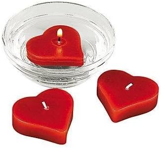 Fun Express - Red Heart Shaped Floating Candles , 1 7/8" wide (4-Pack of 12)
