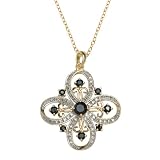 18k Yellow Gold Plated Genuine Sapphire and Diamond Accent Medallion Pendant, 18