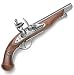 18th Century Pirate Flintlock Pistol - Wood and Metal Replica Gun with Skull and Crossbones Emblem on Stock