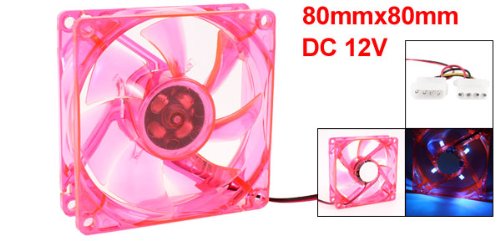 Red Frame 4 Blue LED Light PC Computer Case CPU Cooler Cooling Fan 80x80mm