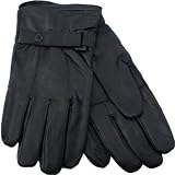 New Mens Thermal Lined Super Soft Fine Leather Warm Winter Dress Gloves GL319. Elasticated Wrist And Press Stud Strap