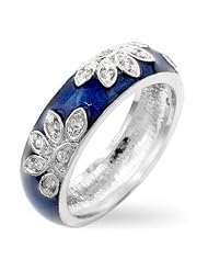 Enamel CZ Leaf Ring
