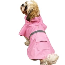 Guardian Gear Vinyl Dog Rain Jacket with Reflective Strip, X-Small, Pink