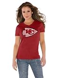 Kansas City Chiefs Red Women's Primary Logo Tri Blend V Neck T-Shirt- by Alyssa Milano