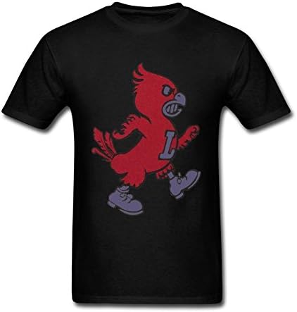 QweYu Men's Louisville Cardinals Big Retro T-shirt Black L