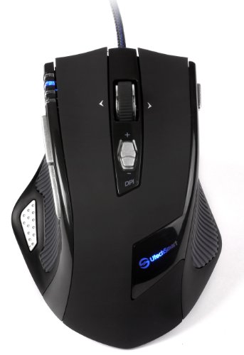 [8200 DPI, Compatible with Windows 8] UtechSmart High Precision Laser Gaming Mouse with 8200 DPI, 11 Programmable Buttons, Weight Tuning Cartridge, Omron Micro Switches for PC - AVAGO ADNS-9800 Chipset