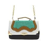 Fashion Satchel Bag Aqua, Tan, Black & White