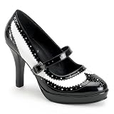 4 Inch Women's Sexy High Heel Shoes Two Toned Mary Jane Shoe Gangster Shoe Black / White