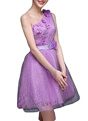 Cocktail Knee Length Short Chiffon/Tulle Lace Bandage Dress/Evening Dress/Bridesmaid Dress/Prom Dress/Wedding Party Dress  With a Sash 