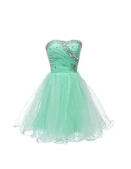 Crystal Crystals Ruched Lace-Up Sweetheart Knee Length Short Organza/Polyester Homecoming Dress/Prom Dress 