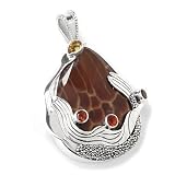 Sterling Silver Fire Agate, Citrine, & Fire Opal Mermaid Pendant