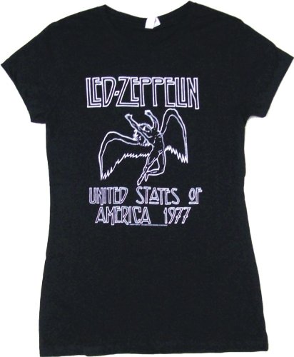 Led Zeppelin 1977 Tour Logo Women's Babydoll Tee Shirt Size XL