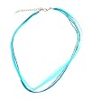 Necklace Cord For Pendants - D21 - 5-Strand Organza and Cord Mixed ~ 17" + 2" Extension Chain ~ Silver Plated Ends ~ Turquoise